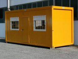 <h5>WEIRO® container Model typ C 60 </h5>as construction accommodations, with galvanized and painted window bars available as special equipment.