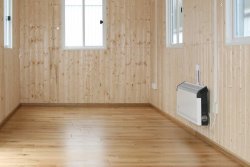 Innenverkleidung Profilholz, Boden aus Eichendielen. 	 Innenverkleidung Profilholz, Boden aus Eichendielen.