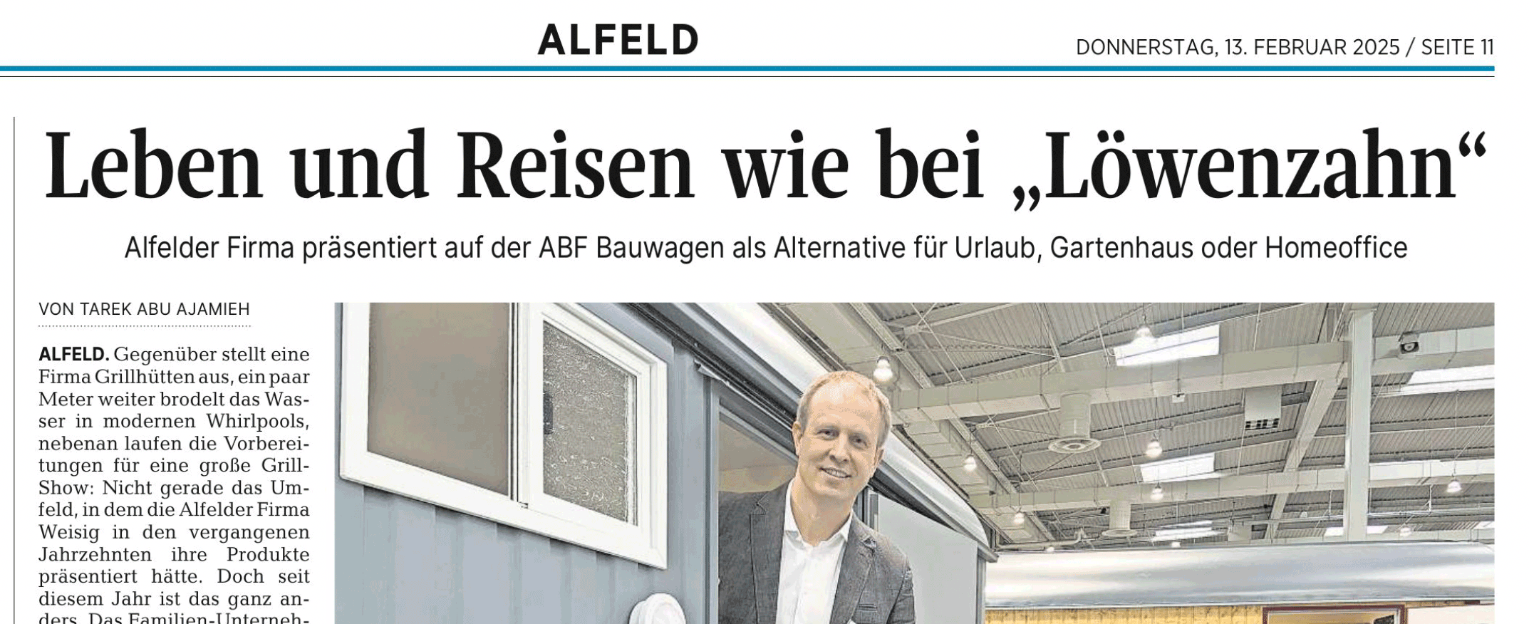 Artikel Freizeitbauwagen in der Alfelder Zeitung