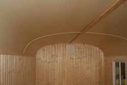 Optional inner wall paneling made of profiled wood, ceiling paneling made of plywood.