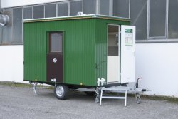 <h5>WEIRO® Münchehof 350</h5>with outer sheet metal paneling and ball hitch solely for use as a breakroom (trainee trailer).