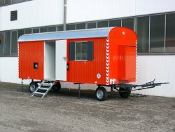 </h5>WEIRO® SOLID</h5>6.00 m body length, as a combined office and breakroom trailer with propane gas heater and custom paint.