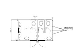 <h5>WEIRO® Toilet Trailer RASANT</h5>with a body length of 4 m, 80 km/h, with ball hitch.