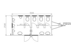 <h5>WEIRO® Toilet Trailer RASANT</h5>with a body length of 5 m, 80 km/h, with ball hitch.
